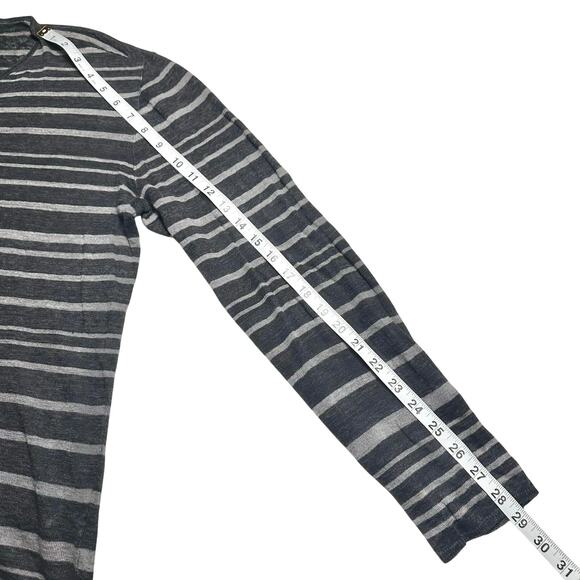 John Varvatos | Men | Dark Stripe Slub Linen Sheer Lightweight LS Shirt | Large - Picture 7 of 9